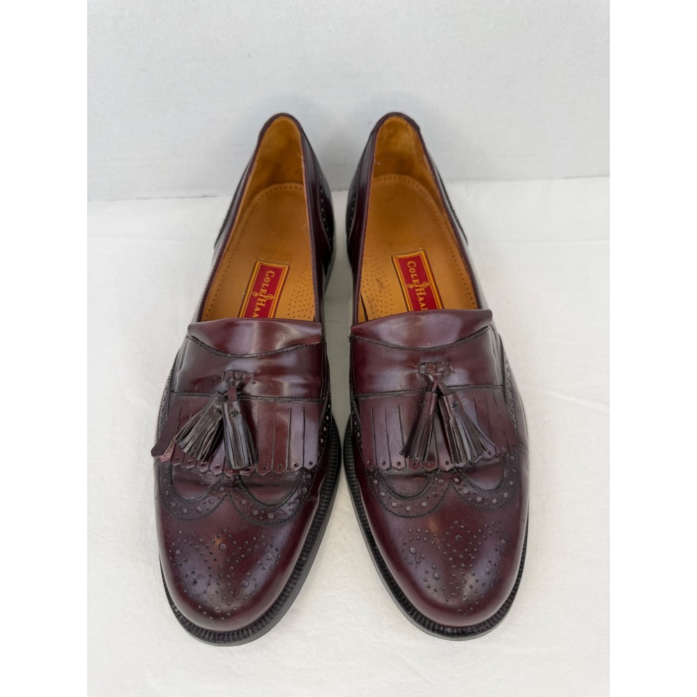Cole Haan City Mens Burgundy Leather Wingtip Kiltie‎ Tassel Loafers 12 D - Picture 4 of 12